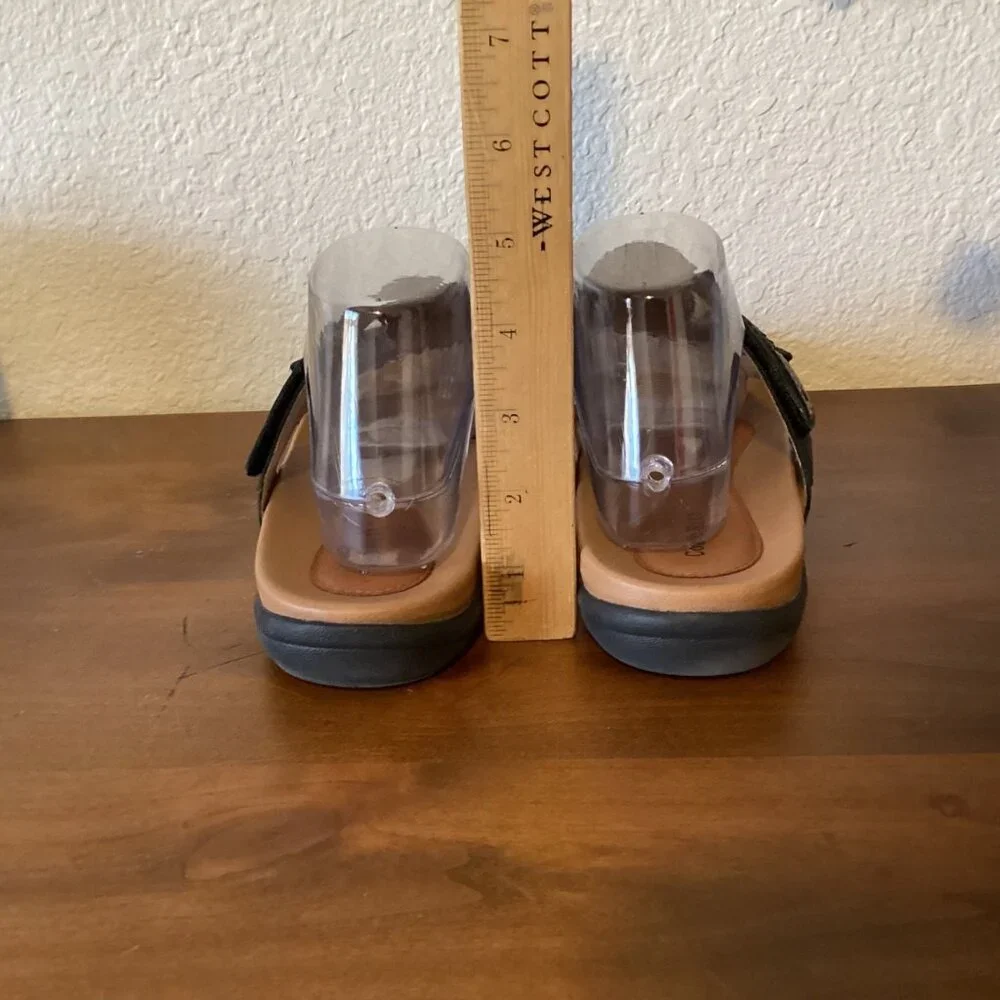 Cobb Hill Rubery Leather Sole Slide Black Hook & Loop Women’s Sandals Size 10 M